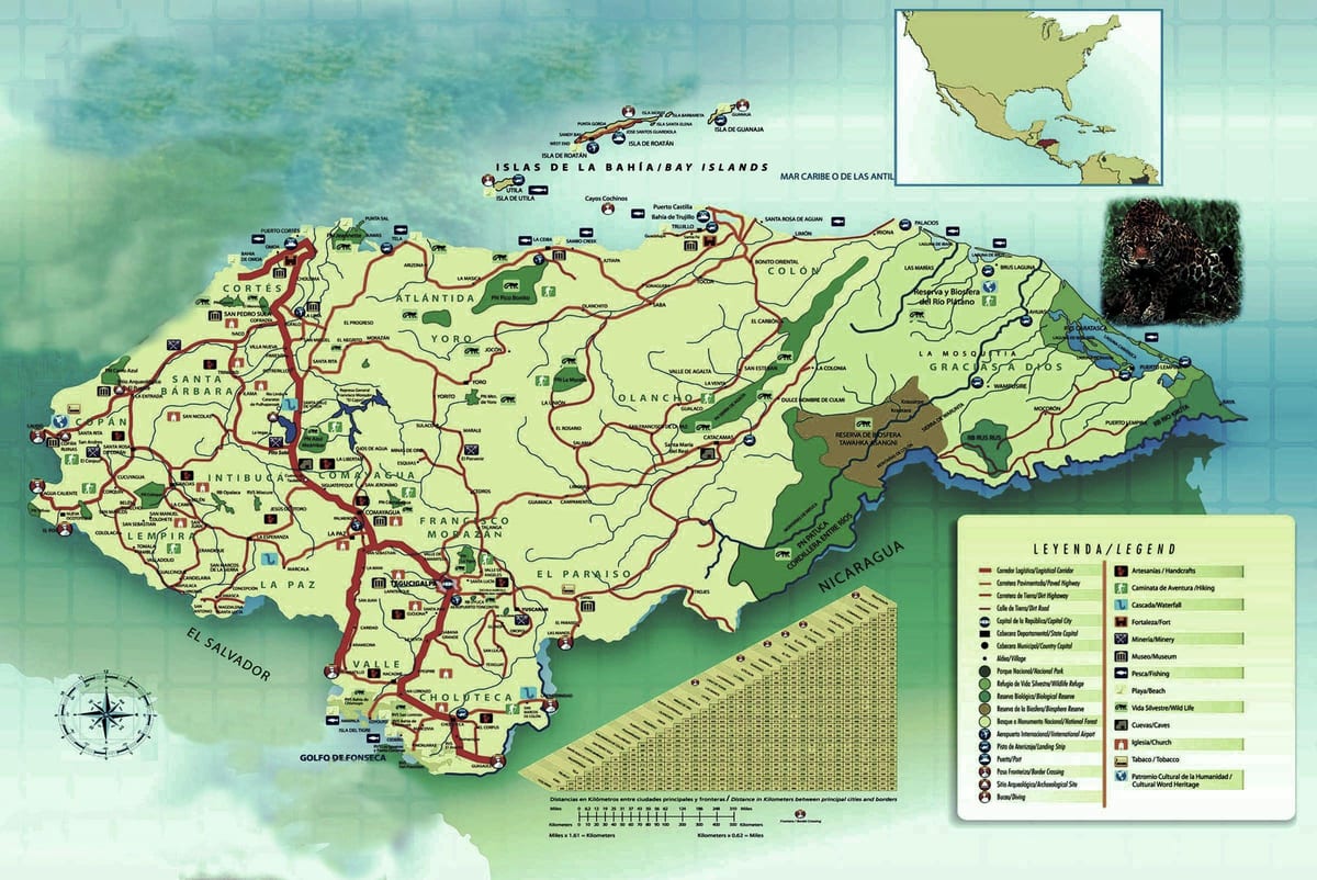 kaart Honduras geograafia