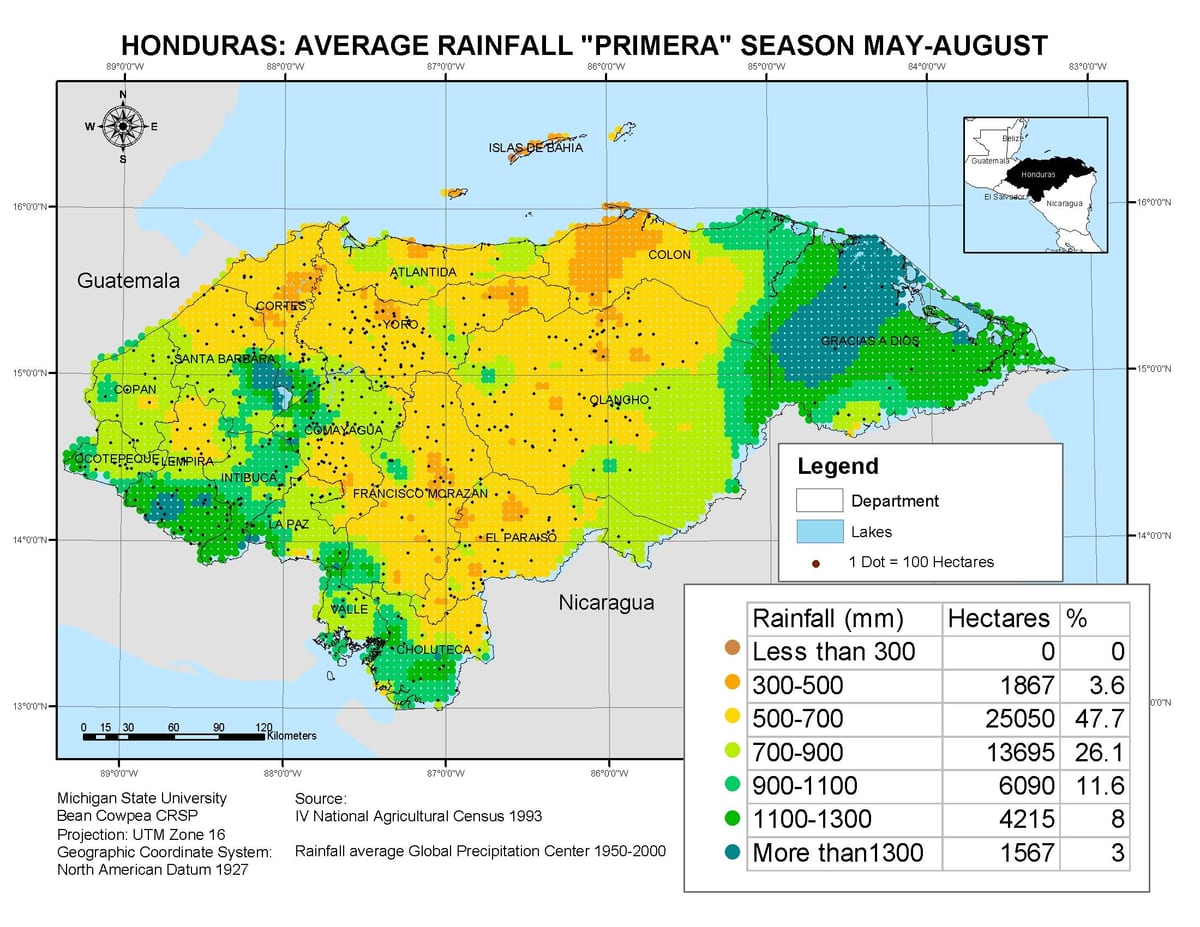 kaart Honduras kliima