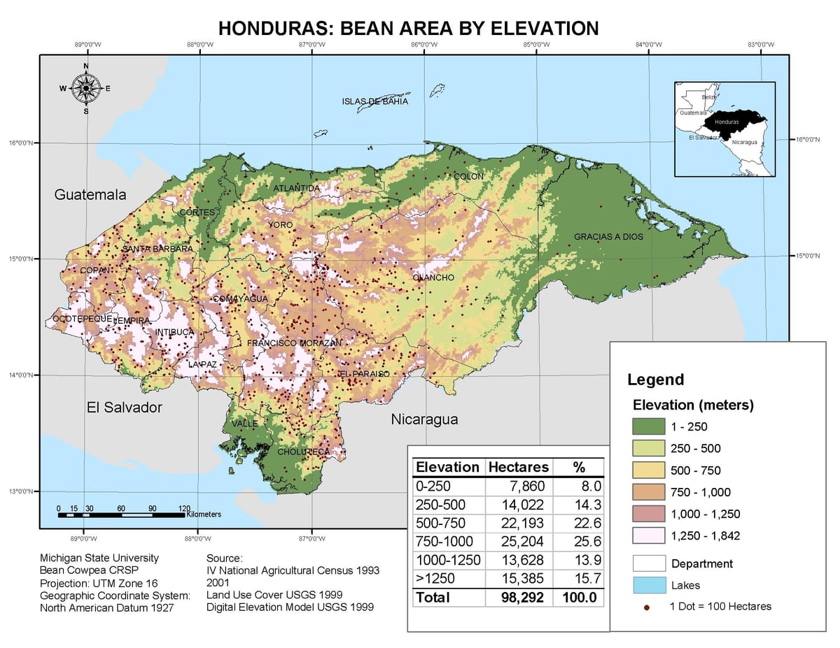 kaart Honduras tõus