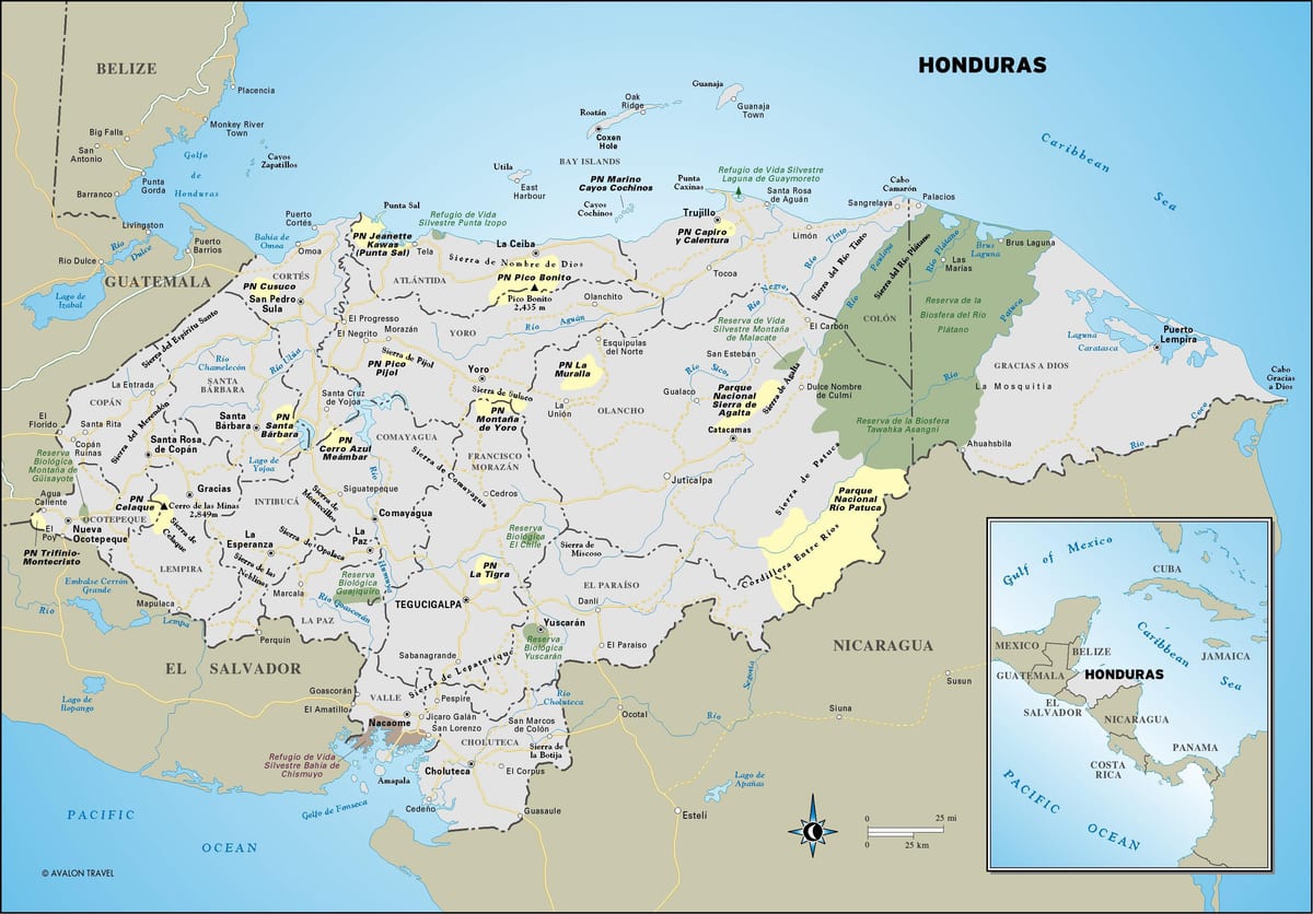 kaart Honduras turist