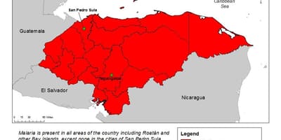 Kaart Honduras malaaria