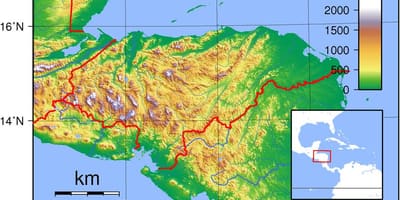 Kaart Honduras topograafiline