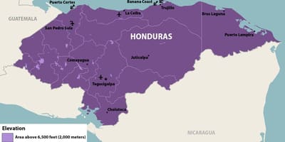 Kaart Honduras zika